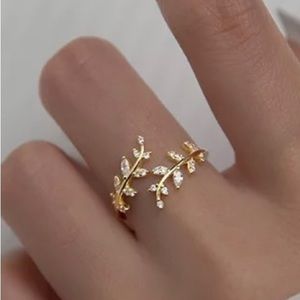 Gold Plated Leaf Ring, Silver Filled